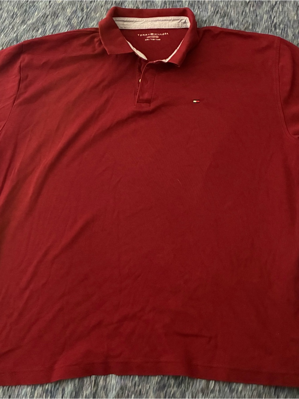 Tommy Hilfiger Men's Burgundy Polo Shirt with Subtle Logo